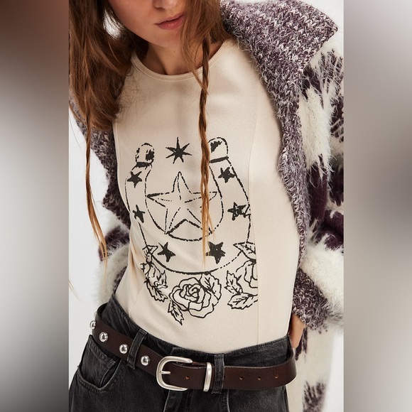 Free People Tops - Free People Desert Darling Bodysuit Horseshoe Star Rose